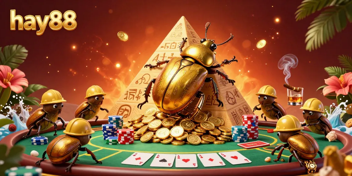 Experience the excitement of hay88 with golden beetles and vibrant casino elements.