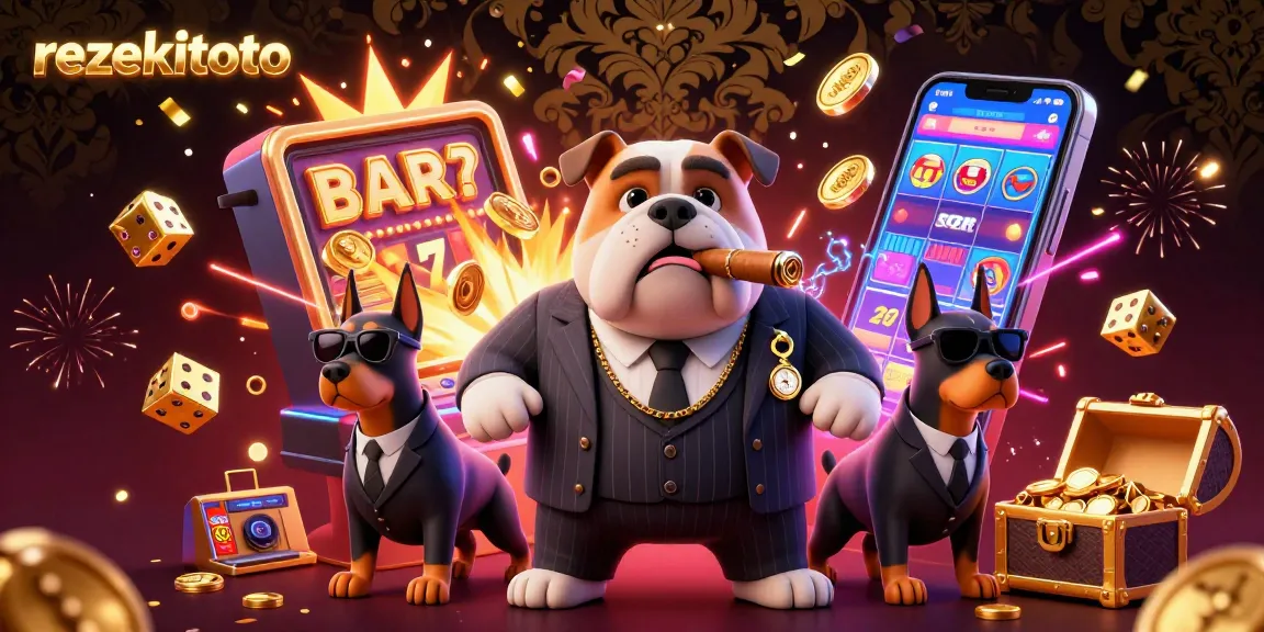 Experience jackpot excitement with rezekitoto's vibrant 3D casino illustration showcasing slot machine thrills.