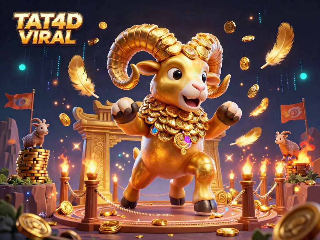 TAT4D VIRAL interactive gambling universe showcasing a massive golden ram in a rich 3D casino environment.