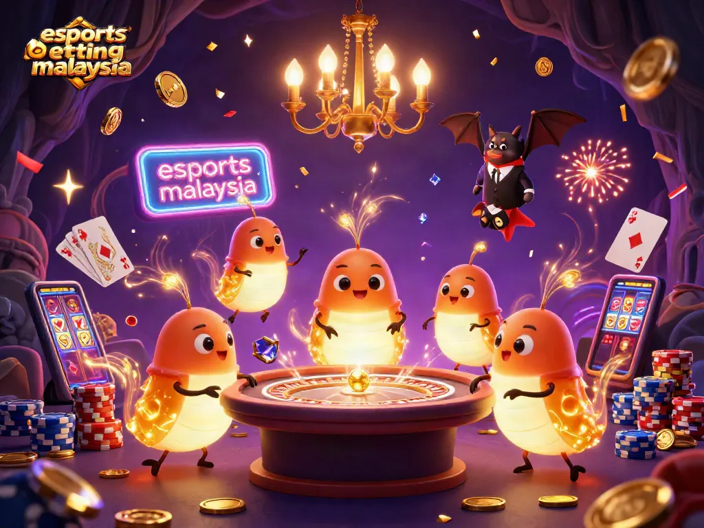 Experience thrilling esports betting in Malaysia with vibrant animations of a casino scene.