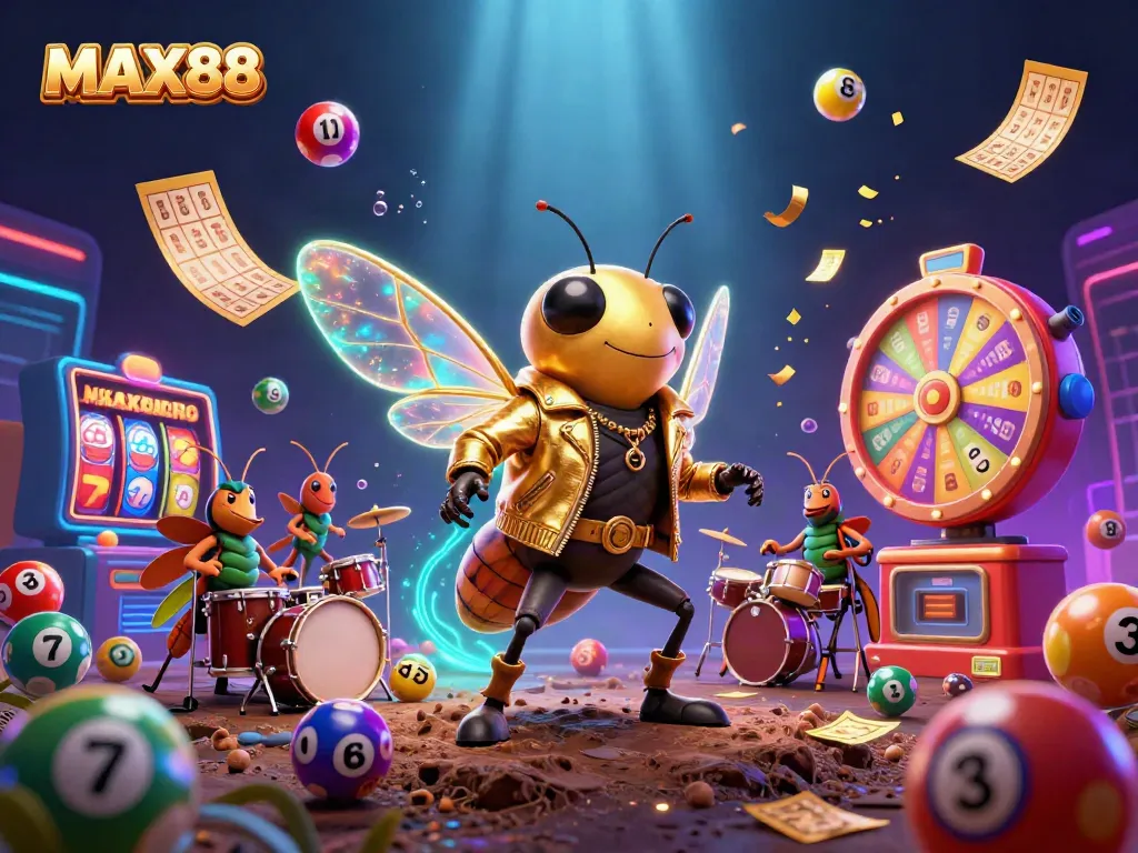 Experience thrilling gameplay at MAX88 with vibrant lottery elements and a lively casino atmosphere.