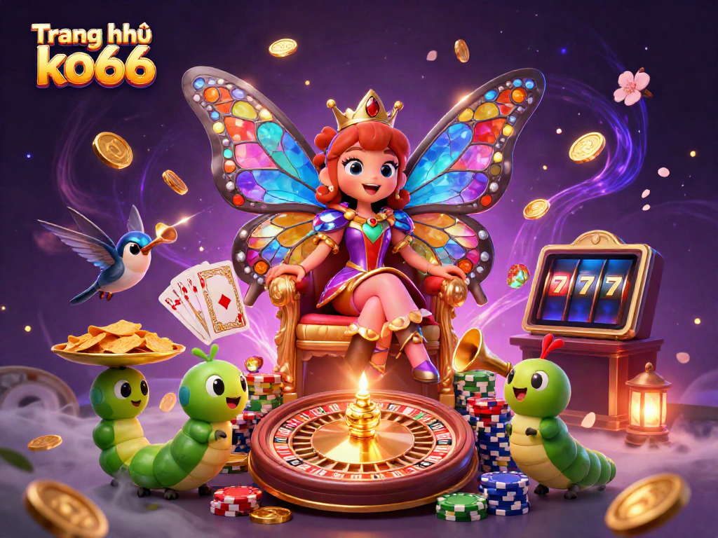 Engage with the vibrant world of Trang chủ ko66, filled with sparkling gems, royal flush cards, and dynamic casino elements.
