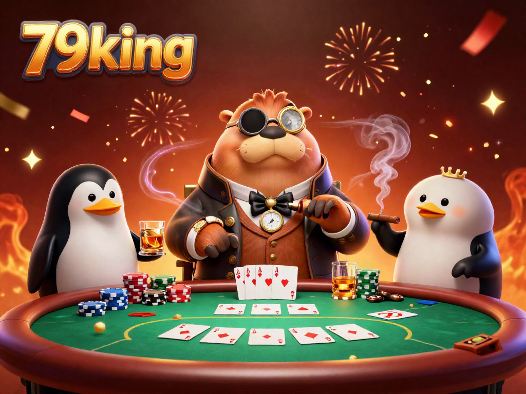 Experience the excitement of 79king at an underwater poker table with unique characters and vibrant casino elements.
