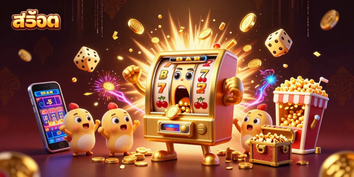 Spin the สล็อต slot machine jackpot as golden coins pour out in an exciting casino scene.