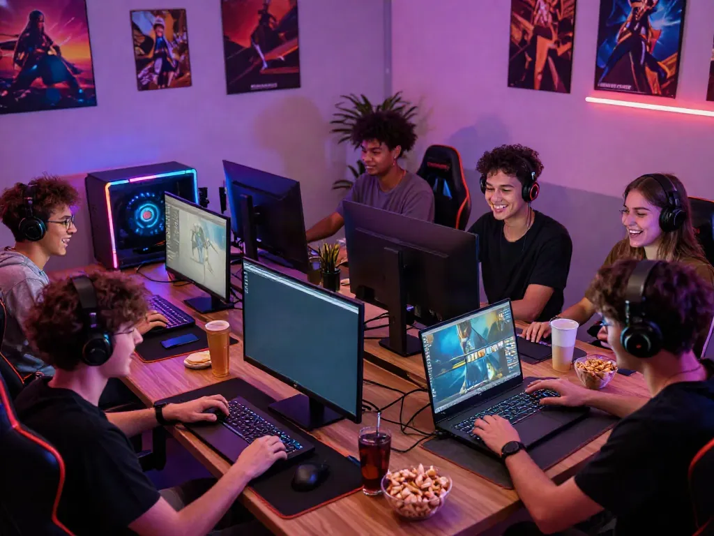 Dynamic gaming community engaging with kilat404 and celebrating their favorite online games together.