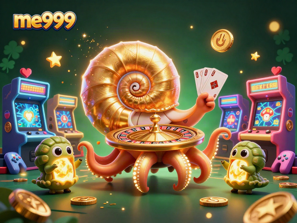 Experience exciting wins at me999 with our vibrant 3D casino-themed illustration showcasing dynamic game elements.