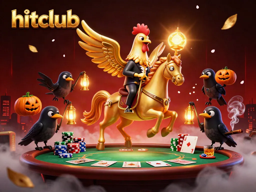 Experience the vibrant excitement of hitclub with our golden rooster in a spectacular casino scene.