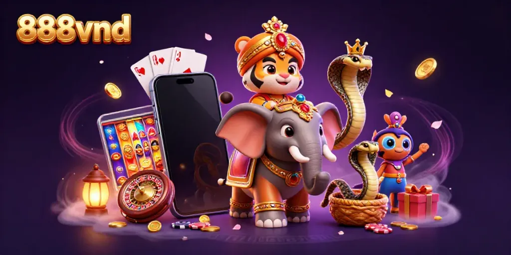 Experience thrilling games at 888vnd with vibrant slot games and rich decorations.