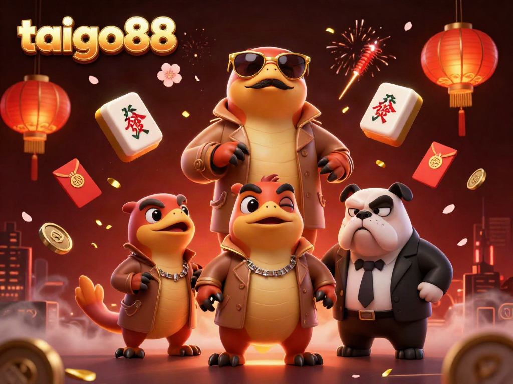 Experience excitement with taigo88 as raptors in a trench coat attempt VIP entry into a lively casino scene.