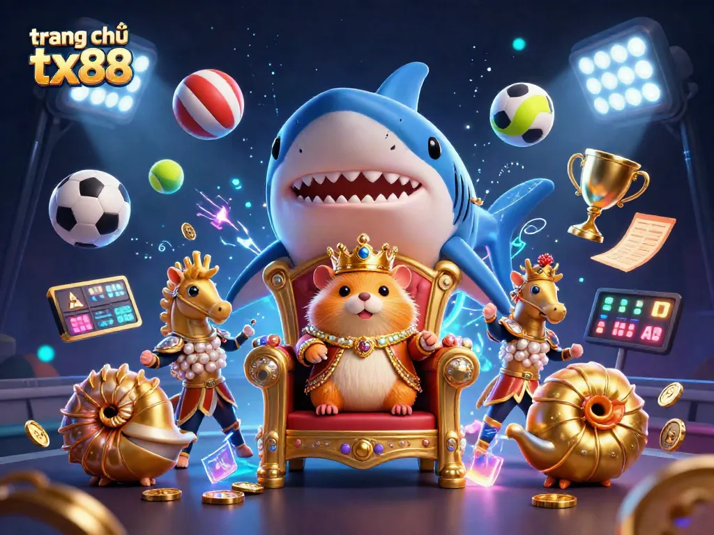 Experience the thrill of gaming with trang chủ tx88, showcasing a vibrant 3D casino scene with unique characters and dynamic elements.