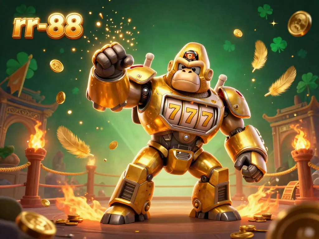 Experience thrilling gameplay at rr-88 with a dynamic golden gorilla mech and explosive casino elements.