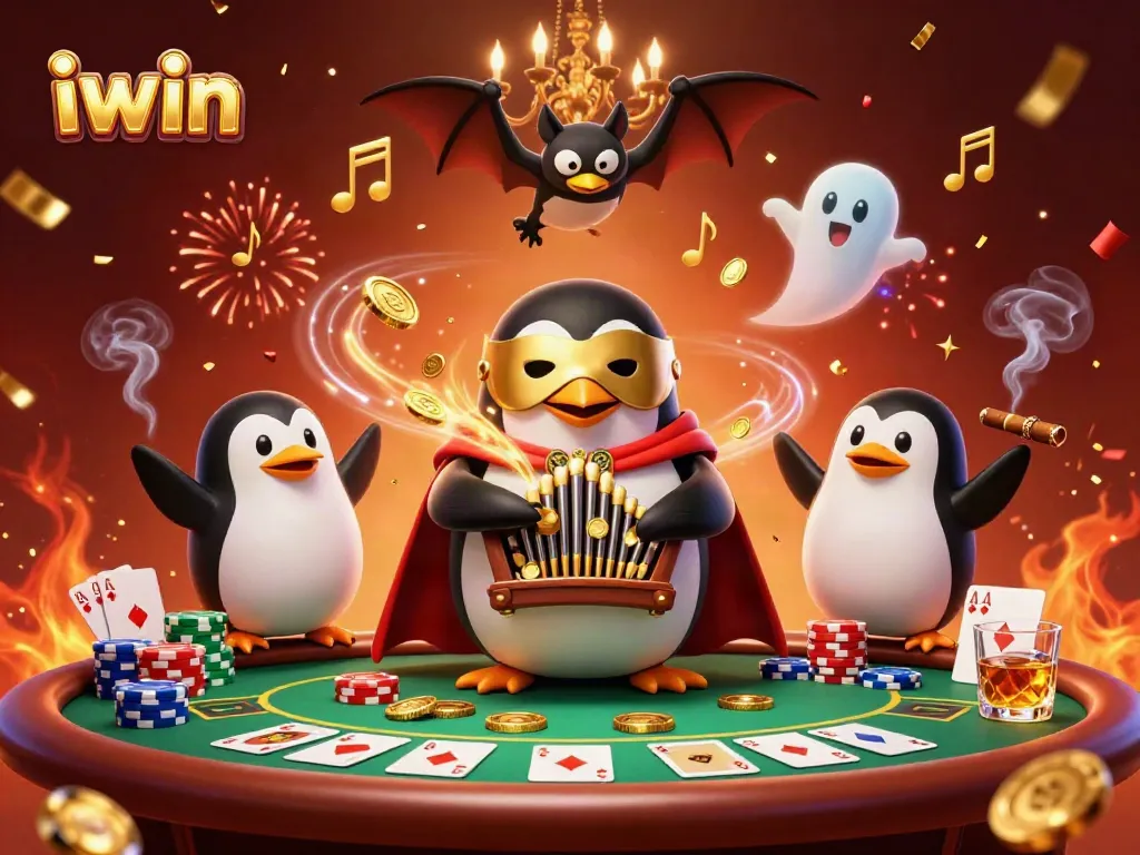 Feel the thrill of winning with iwin at this vibrant casino scene filled with gold coins and poker excitement.
