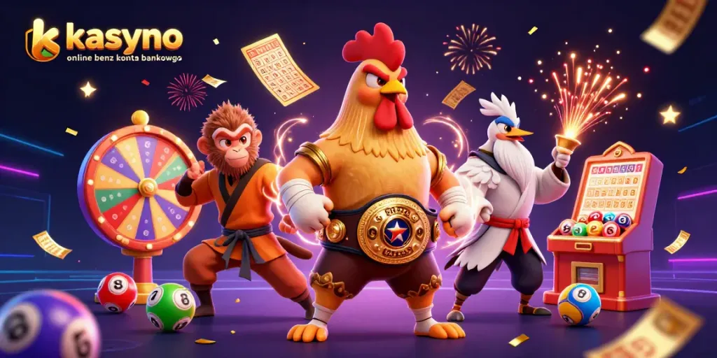 Win big at kasyno online bez konta bankowego with vibrant lottery action, colorful balls, and dynamic prizes.