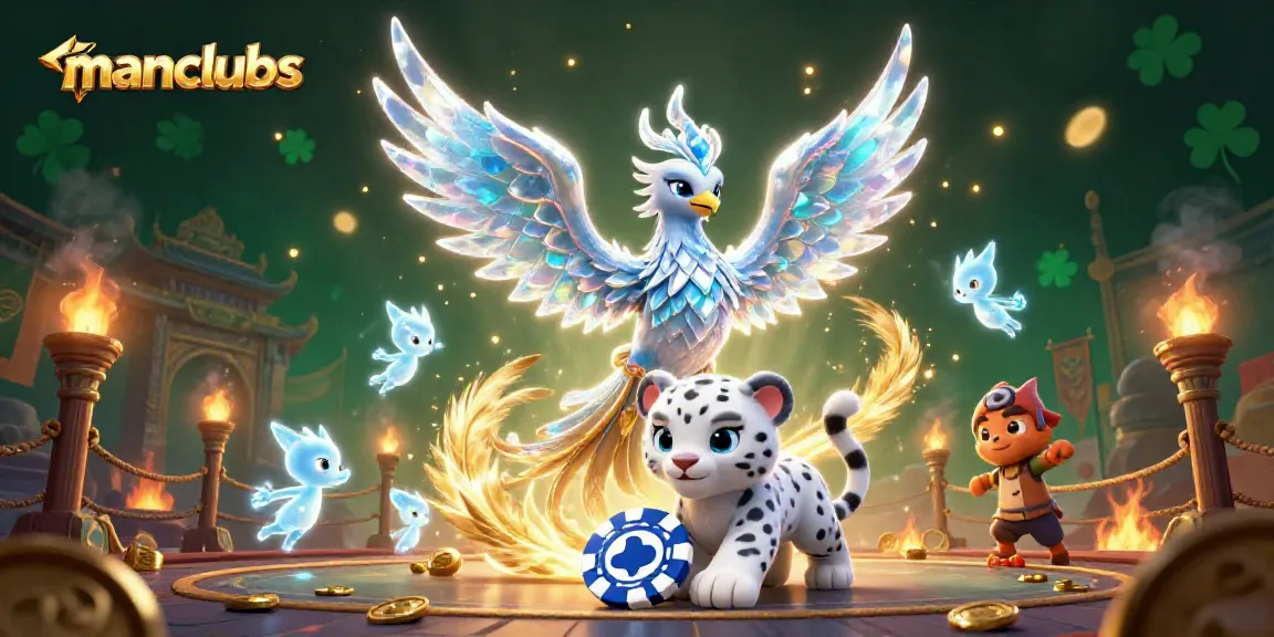 Bet on winning strategies with manclubs showcasing an ice phoenix, snow leopard, and ice sprites.