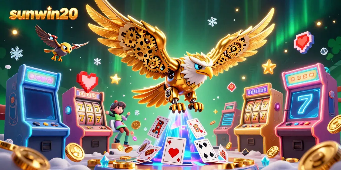 Experience the thrill of casino gaming with sunwin20's stunning golden eagle and vibrant game elements.
