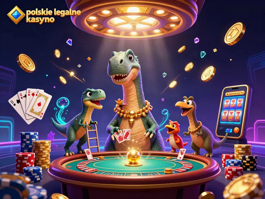 Experience polskie legalne kasyno excitement with a vibrant 3D casino scene featuring dynamic characters and games.