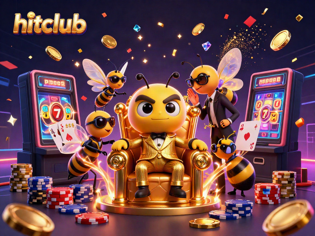 Engaging scene of hitclub bumblebee mob boss amidst vibrant slots and coins, emphasizing gaming excitement.