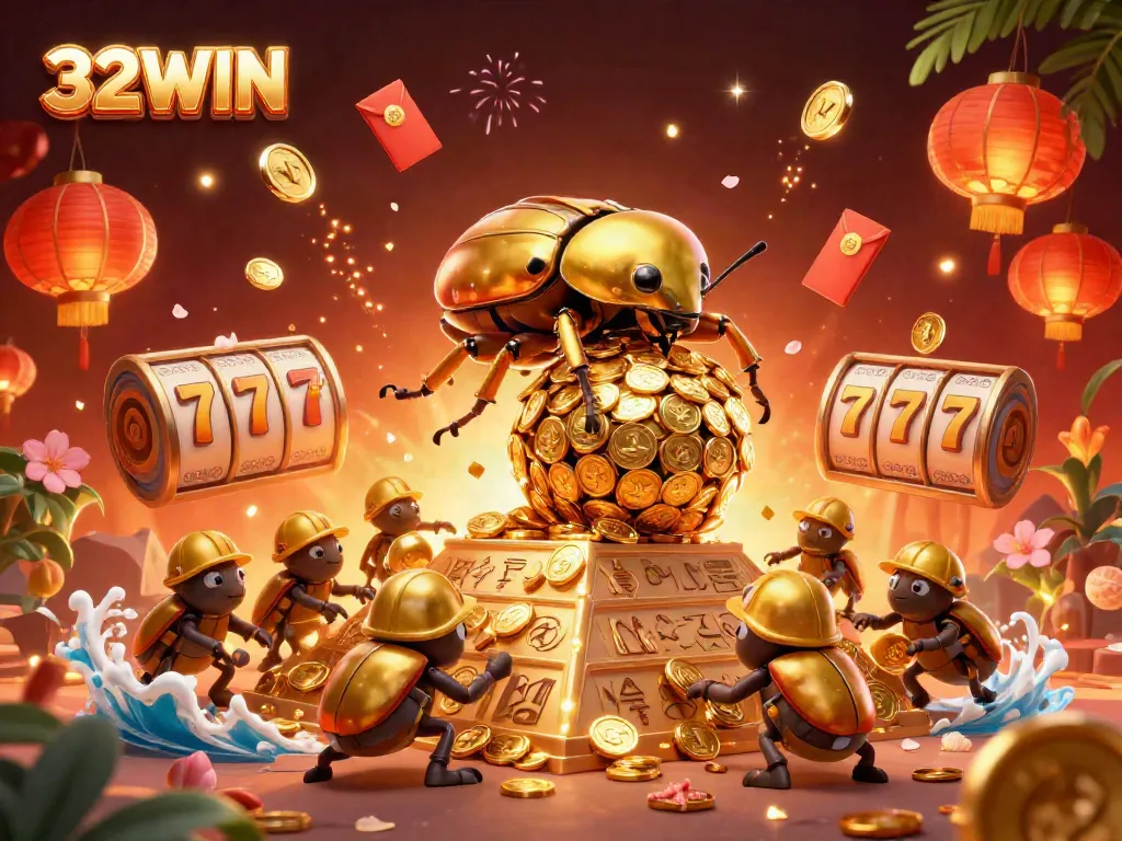 Experience thrilling gameplay at 32WIN with dynamic golden themes and vibrant casino imagery.