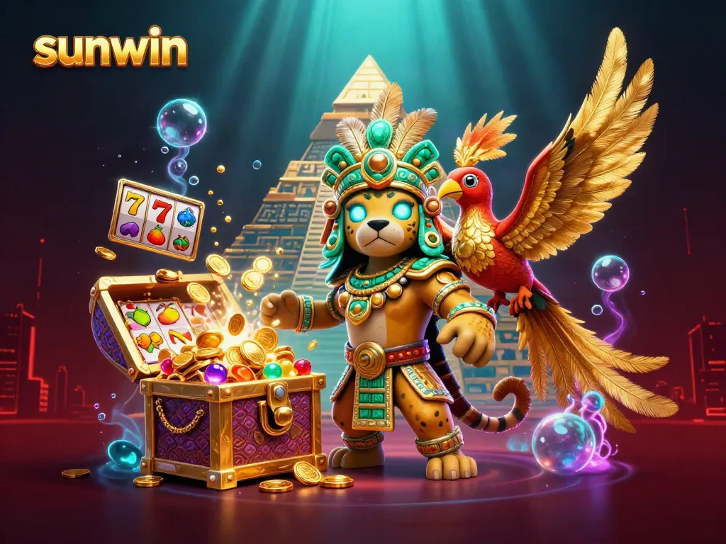 Engage with sunwin's vibrant scene, showcasing dynamic slot symbols amidst captivating underwater treasures.