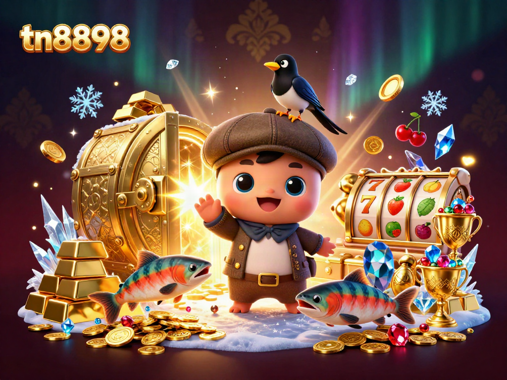 Experience thrilling moments at tn8898 with playful characters winning big at a lively slot game.