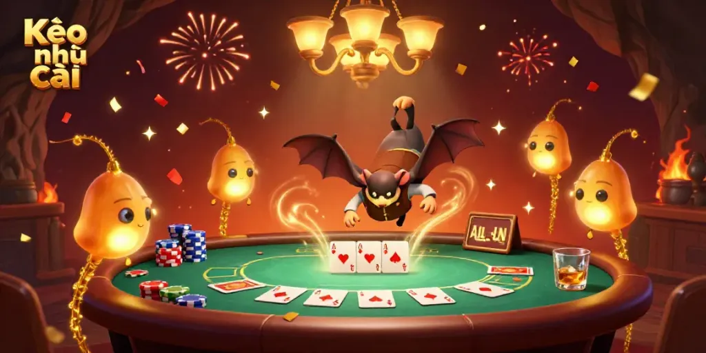 Engage in thrilling poker action with Kèo nhà cái at this vibrant cave casino scene
