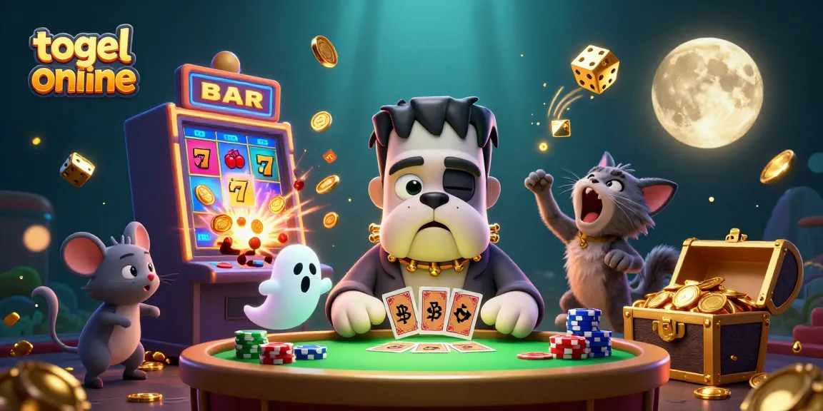 Permainan togel online di meja kasino yang dipenuhi dengan harta dan elemen menarik.