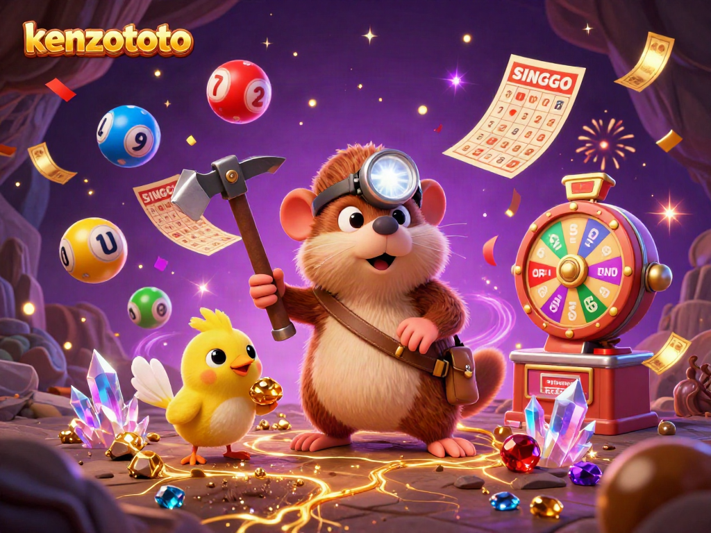 Experience the thrill of kenzototo with a mining mole and dynamic lottery elements celebrating fortunes.