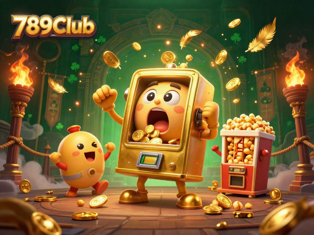Experience the excitement of 789Club with animated slot machines and golden jackpots bursting with coins.