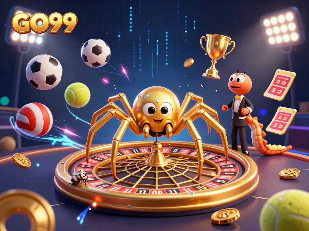 Bet and spin with GO99 at an exciting casino themed illustration with dynamic elements.