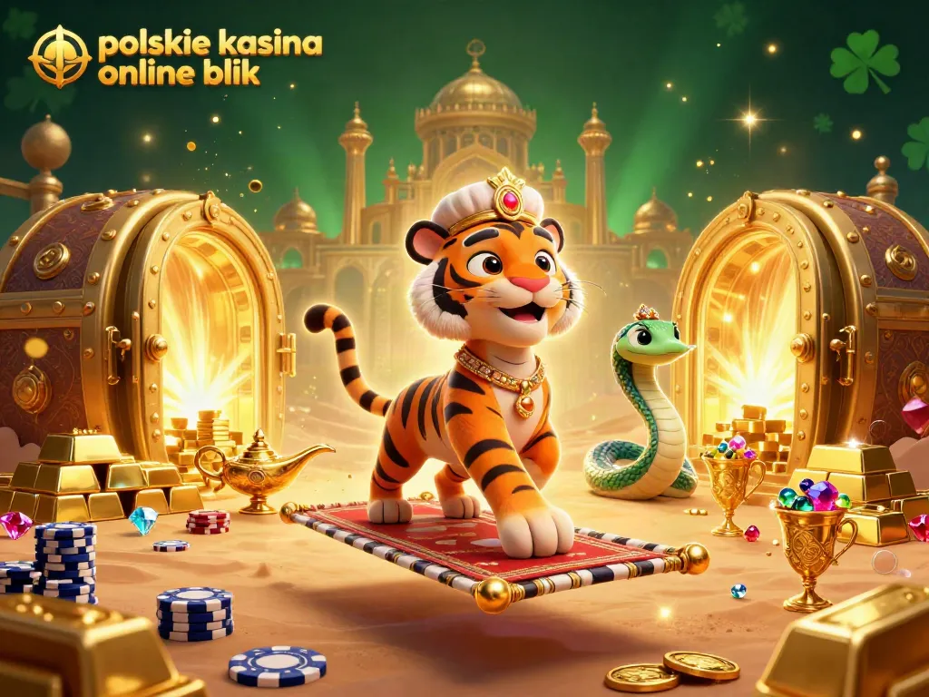 Engage with polskie kasyna online blik in a vibrant 3D illustration showcasing Arabian Nights themes and casino elements.