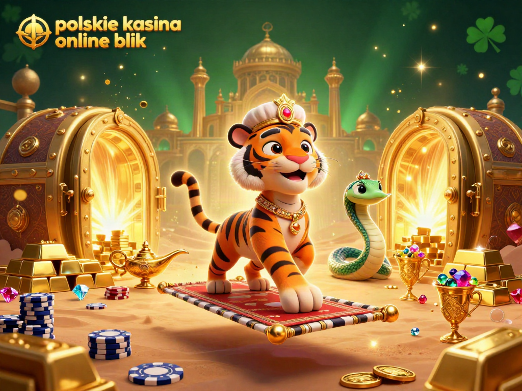 Engage with polskie kasyna online blik in a vibrant 3D illustration showcasing Arabian Nights themes and casino elements.