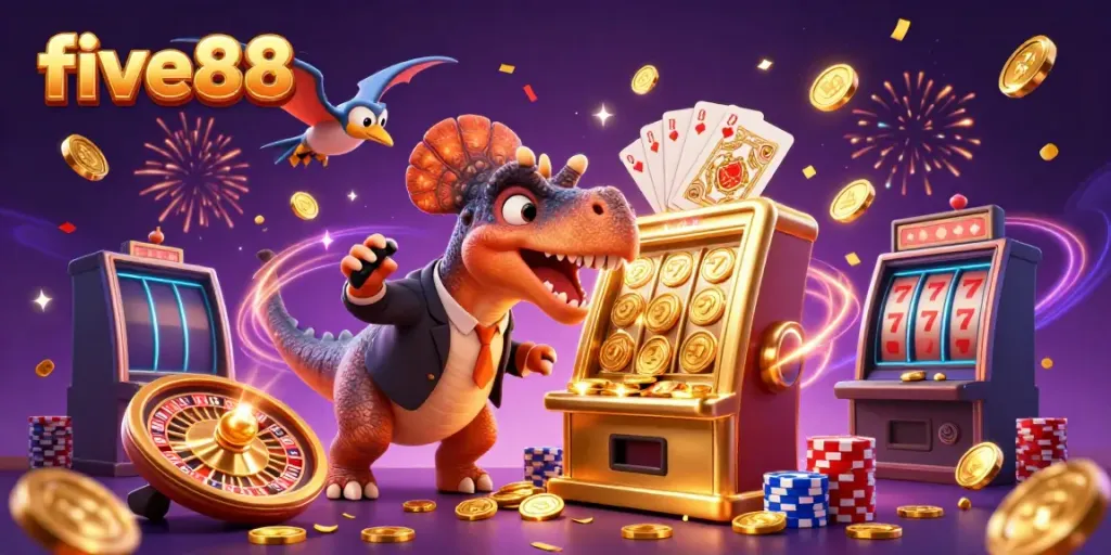 Join the fun at five88 as pachycephalosaurus wins jackpot coins with intense casino action!