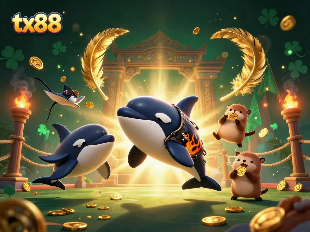 Engage with tx88's thrilling gaming scene featuring dynamic characters and casino elements.
