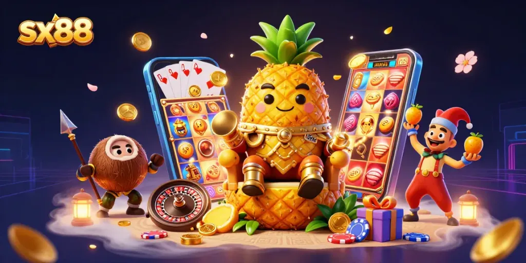 Sx88 engages players with vibrant casino atmosphere featuring animated characters and exciting gaming elements.