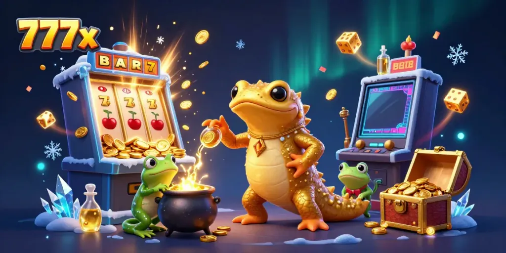Experience winning thrills at 777x, where a golden salamander alchemist turns metals into gold amidst exciting casino game elements.