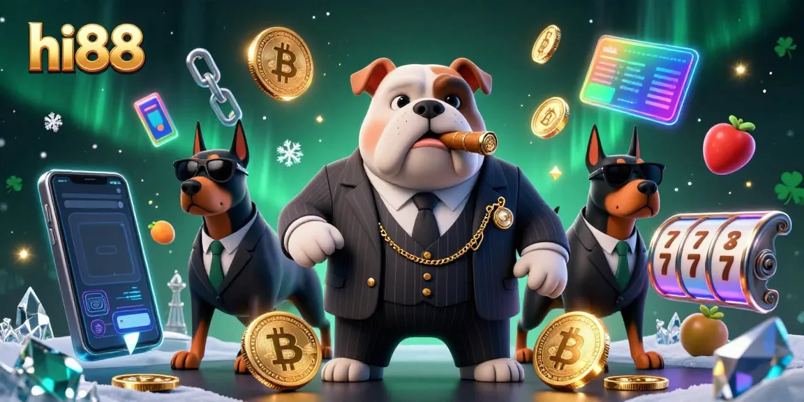 Join high-stakes gaming fun at hi88, featuring a lively mafia scene with vibrant slot elements.