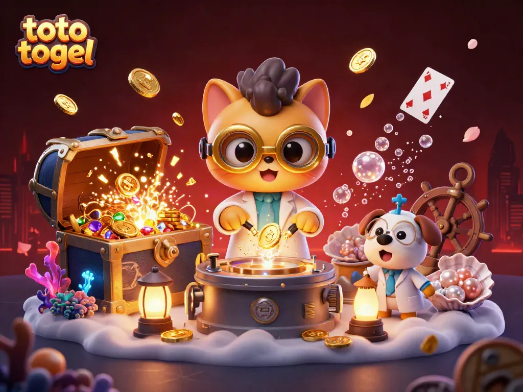 Experience exciting toto togel gameplay with golden coins and vibrant action in this captivating illustration.