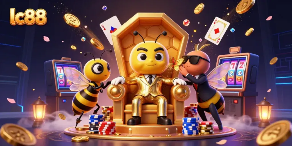 Experience thrilling gameplay at lc88 with a vibrant 3D illustration of a casino scene.