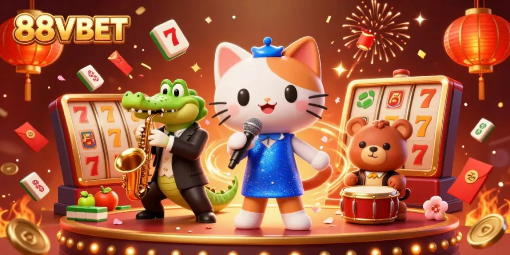 Experience vibrant action at 88VBET with colorful characters and dynamic casino elements.