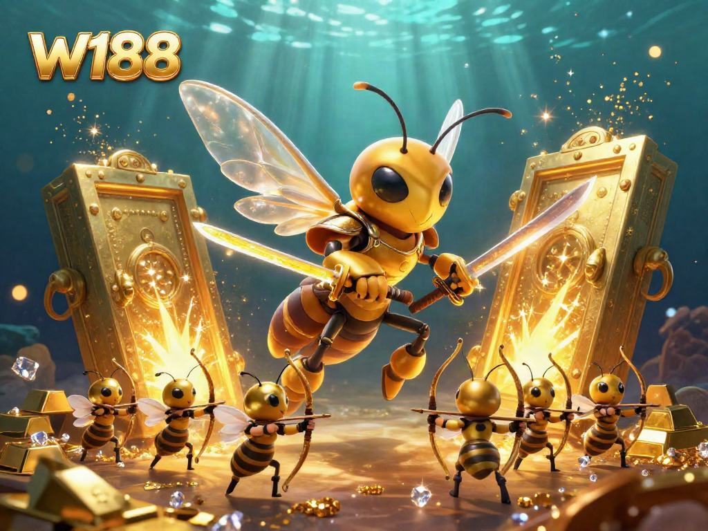 Experience thrilling gaming at w188 with dazzling golden elements and vibrant characters in action.
